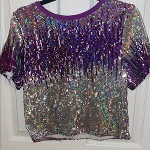 Purple and Silver Sequin Top
